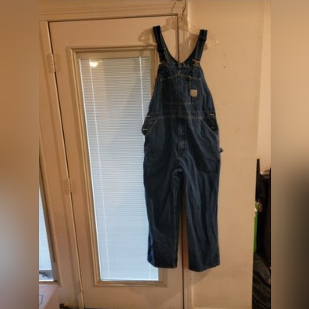 Carhartt Bib Overalls. Denim Blue Size 38x30